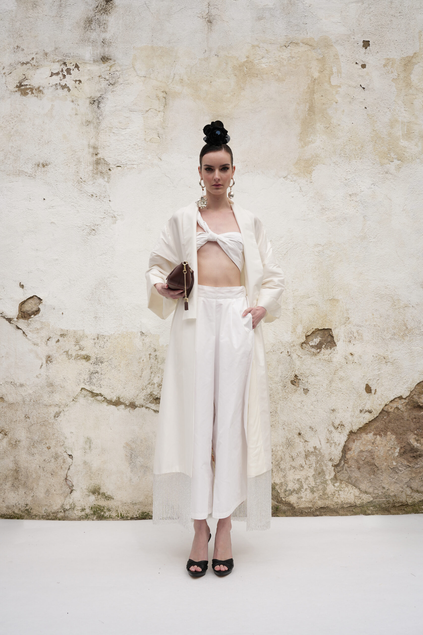 Conjunto marfil top cruzado